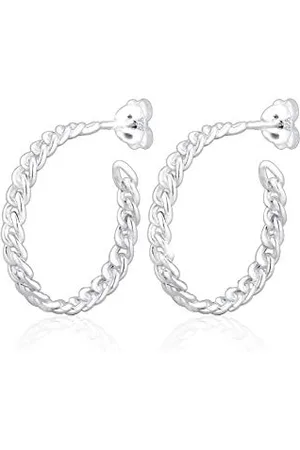 Elli Ohrringe Damen Creole Geflochten Trend Blogger in 925 Sterling