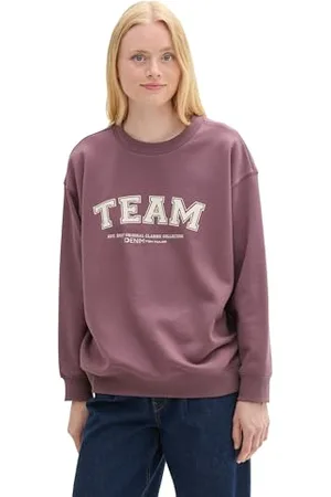 TOM TAILOR Damen 1044768 College Sweatshirt mit Print, 28821-Wild Mauve, 38
