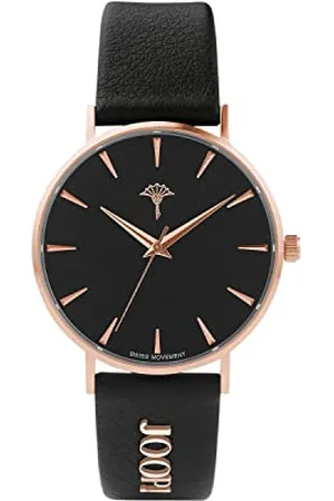 JOOP! Armbanduhr Damen Quarzuhr Analog, mit Leder Armband, Schwarz, 5 bar Wasserdicht, End of Life System, Kommt in Uhren Geschenk Box