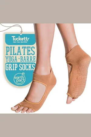 Tucketts Yoga-Socken für Frauen, rutschfest, ohne Zehen, rutschfest, für Pilates, Barre, Ballett (Allegro-Stil) - Beige - Einheitsgröße