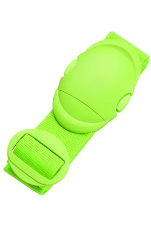 JSA 70558 Koffergurt, Gurt aus strapazierfähigem Polyester, mit Klickverschluß aus ABS-Kunststoff, sicherer Gepäckgurt für Koffer und Handgepäck, Kofferband, verstellbar, 180 cm lang, Neongrün