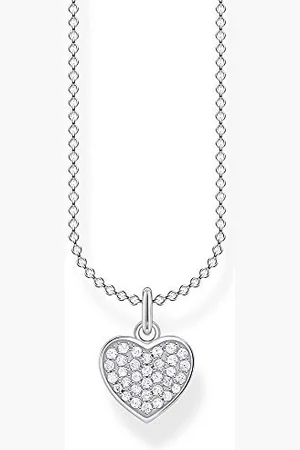 Thomas Sabo Damen Halskette Herz pavé silber 925 Sterlingsilber, 36-38 cm Länge
