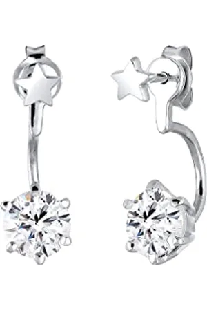 Elli Ohrringe Damen Sterne im Front-Back Trend mit Kristalle in 925 Sterling