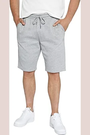 STHUGE Herren Herren Jogginghose, Kurz, Bermuda mit Seitentaschen Jogginghose, Grau Melange, L EU