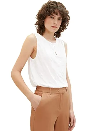 TOM TAILOR Damen 1036890 Crinkel Top mit Cut-Out, 10315-Whisper White, XL