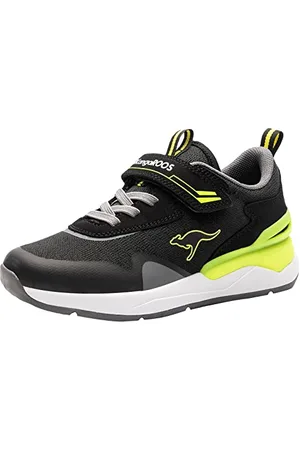 KangaROOS Unisex-Kinder KD-Gym EV Sneaker, Jet Black/Neon Yellow 5062, 28 EU