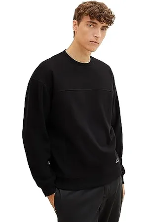 TOM TAILOR Herren 1037611 Relaxed Fit Sweatshirt in Cutline-Optik, 29999-Black, S