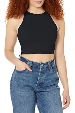 American Apparel Damen Ärmelloses Crop Top aus Baumwolle und Elasthan Hemd, , X-Klein