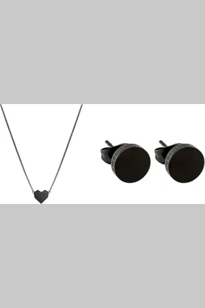 liebeskind Damen-Collier Edelstahl , LJ-0617-N-V 40 & Ohrstecker LJ-0067-E-07 IP , Edelstahl