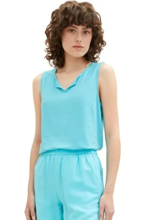 TOM TAILOR Damen 1037430 Top mit Struktur, 26007-Teal Radiance, L