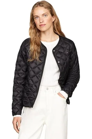 Tommy Hilfiger Damen Steppjacke Down Quilted Collarless mit Knopfleiste, , S