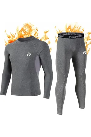 MEETWEE Thermounterwäsche Funktionsunterwäsche Herren, Skiunterwäsche Winter Suit Atmungsaktiv Lange Thermo Unterwäsche Set Thermowäsche Unterhemd + Unterhose- -M