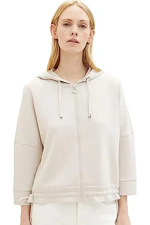 TOM TAILOR Damen 1038182 Sweatjacke mit Kapuze, 16339-clouds Grey, XL