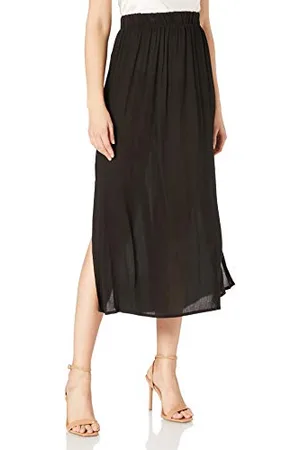 Ichi IHMARRAKECH SO SK3 Rock Damen Langer Rock Maxirock aus Jersey Relaxed-Fit, Größe:L, Farbe:Black (194008)