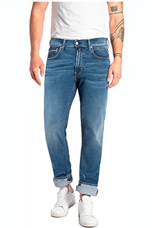 Replay Herren Jeans Grover Straight-Fit Hyperflex mit Stretch, (Blau), 32W / 34L