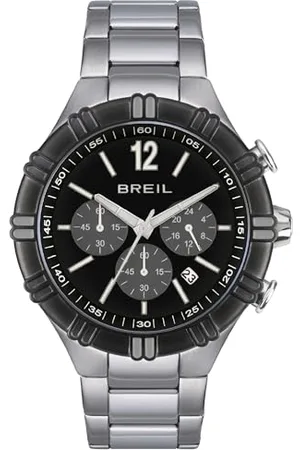 Breil Uhr Herren B Rise Ziffernblatt SCHWARZ Bewegung Chrono Quartz e Bracelet Stahl Silber TW1948