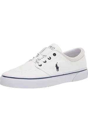 Ralph Lauren Faxon X Low-Top Canvas Sneaker, Weiß/Newport Navy Pp, 46 EU