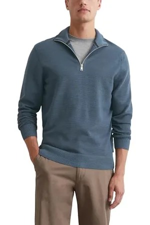 Marc O’ Polo Marc OߴPolo Herren Strickpullover aus Bio-Baumwolle mit Reißverschluss, Blau (Moon Stone), L