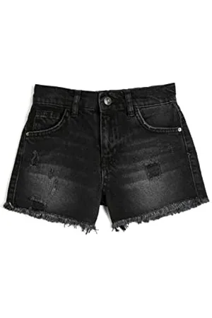Koton Girls Ripped Denim Shorts Pocket Detailed Buttoned