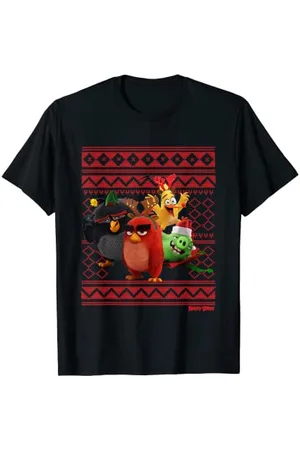 Angry Birds Offizielles Merchandise T-Shirt: Unisex-Erwachsene, , S, Kurzarm, Crew Neck, Casual Cartoon Party T-Shirt, Weihnachten