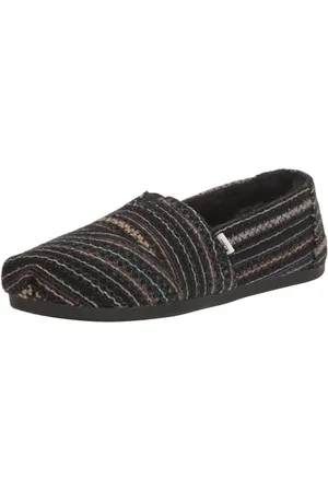 TOMS Damen Alpargata Cloudbound Flacher Slipper, Schwarzes, mehrfach Besticktes Chenille-Kunstfell, 42.5 EU