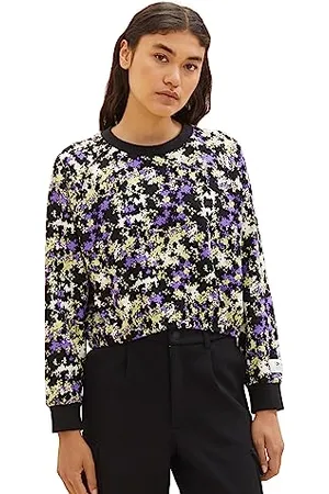 TOM TAILOR Damen 1038316 Basic Sweatshirt, 32418-lilac Green Flower Print, L