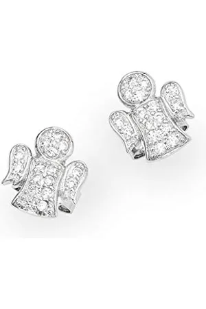 AMEN Angeli Ohrstecker in Form von Engeln, aus 925er Sterling , verziert mit Zirkoniasteinen, Länge: 8mm, EA