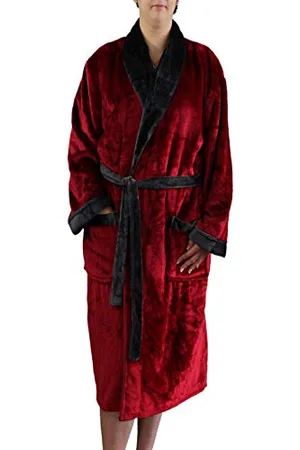 GÖZZE Unisex Bademantel mit Schalkragen, Seiden-Feeling, 100% Mikrofaser, 330 g/m², Größe L