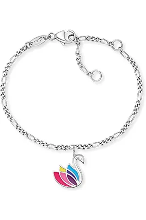 HERZENGEL Mädchen Kinder Armband aus Sterling Silber und einem Anhänger mit buntem Schwan aus Emaille - Karabinerverschluss - längenverstellbar - nickelfrei
