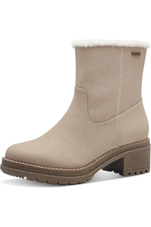 Jana Damen Winterstiefel mit Absatz Wasserabweisend Vegan, Beige (Ivory), 39 EU