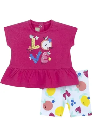 chicco Mädchen Komplettset mit T-Shirt und Dreiviertel Leggings mit Tunnelzug und elastischem Bund, mit modischen Grafiken, weiche Passform, aus Baumwolle, maschinenwaschbar, Kleidung für Mädchen, Entworfen in Italien
