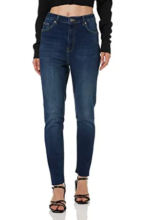 NA-KD Damen Skinny High Taille Raw Hem Jeans, , 32 EU