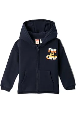 Koton Babyboy Zipper Closure Hooded Sweatshirt Back Animal Printed Pocket Detail