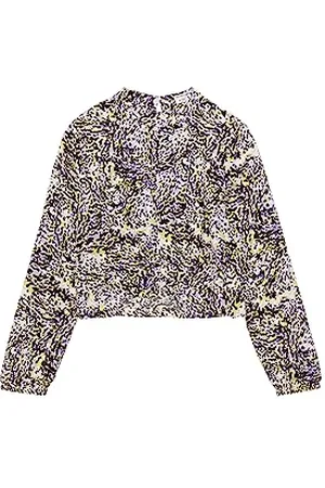 TOM TAILOR Mädchen 1037900 Cropped Bluse mit Allover, 32502-spotted Purple Lime Print, 176