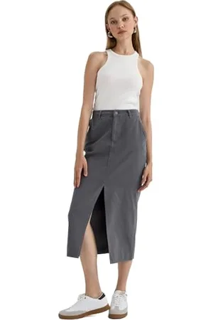 DeFacto Gewebter Rock Business für Frauen High Waist Einfarbiger Bleistiftrock mit High Waist Midirock, Röcke für Frauen A Line
