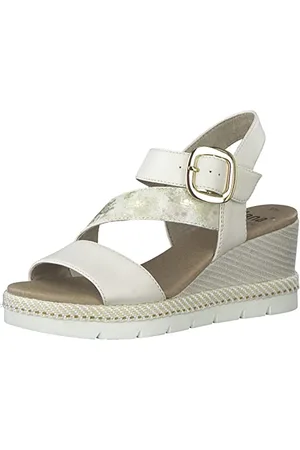 Jana Damen Sandalen mit Keilabsatz Sommer Vegan, (Beige), 39 EU