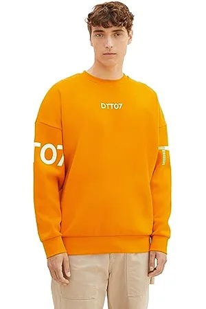 TOM TAILOR Herren 1037613 Oversized Sweater mit Logo-Print, 12392-fresh Pepper orange, XL