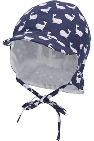 Sterntaler Unisex Kinder Schirmmütze Nackenschutz Wale Kindermütze, , 47 EU