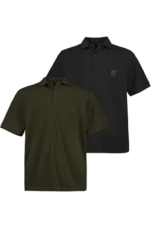 JP 1880 Herren große Größen Übergrößen Menswear L-8XL Poloshirts, Basic, 2er-Pack, Piqué, gekämmte Baumwolle dunkel Khaki 3XL 704317430-3XL