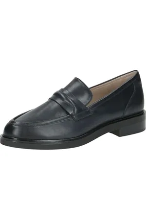 Caprice Damen Slipper aus Leder mit Blockabsatz, Blau , 42 EU
