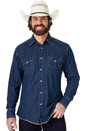 Wrangler Herren Western Long Sleeve Snap Work Shirt Washed Finish Hemd, , X-Groß