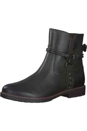 Marco Tozzi Damen Stiefeletten ohne Absatz aus Leder Flach, Grün , 41 EU