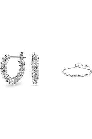 Swarovski Vittore Kreolen, , Rhodiniert & Subtle Trilogy Armband, , Rhodiniert
