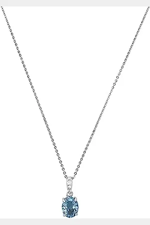 Amor Kette mit Anhänger 925 Sterling Silber Damen Halsschmuck, mit Spinell synt, 45 cm, Blau, Kommt in Schmuck Geschenk Box, 2022073