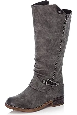 Rieker Damen Winterstiefel 94652, Frauen Stiefel,uebergangsstiefel,uebergangsschuhe,Winterboots,langschaftstiefel,warm,Boots,grau (45),38 EU / 5 UK