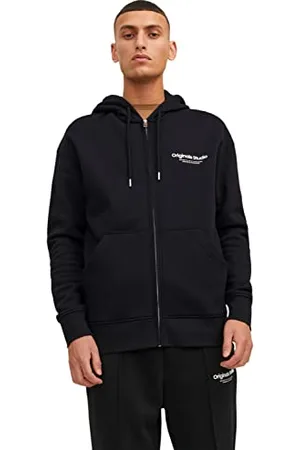 JACK & JONES Herren Hoodie Kapuzenpullover JORVESTERBRO Zip - Relaxed Fit S-XXL, Größe:XL, Farbe:Black 12241691