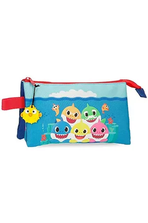 Baby Shark Happy Family Dreifaches Federmäppchen Blau 22x12x5 cms Polyester