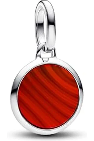 PANDORA ME Gravierbares Rotes Murano-Glas Mini-Medaillon-Charm aus Sterling Silber mit künstlichem Türkis, Kompatibel ME und Moments Armbänder, 793389C01