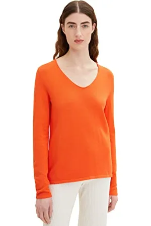 TOM TAILOR Damen Basic Strickpullover mit V-Ausschnitt, , XXS