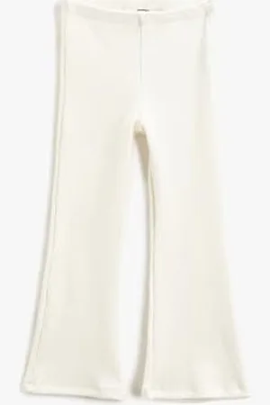 Koton Girls Basic Ribbed Flare Trousers High-Rise Elastic Waistband